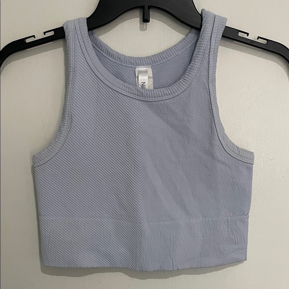 Nikibiki Light Blue Ribbed cropped Tank Top